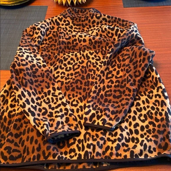 Lands' End Brown Leopard Fleece Pullover - Picture 5 of 5